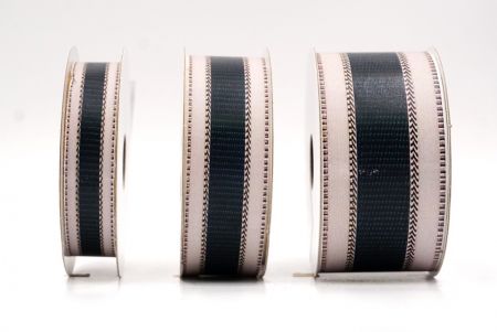 Біла з чорною середньою смугою плетена стрічка_AI